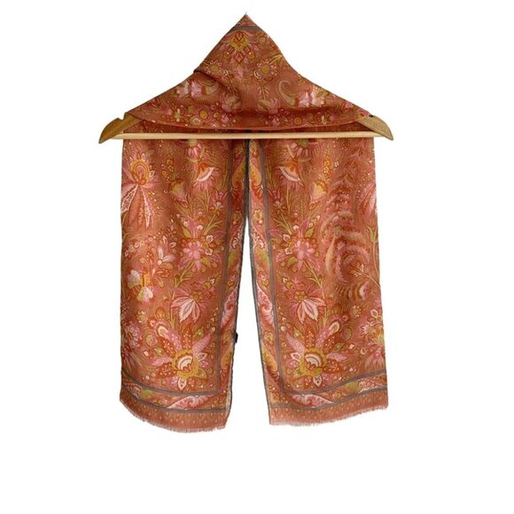 Auth ETRO - Pink Light Brown Multi Silk Scarf - Picture 5 of 5